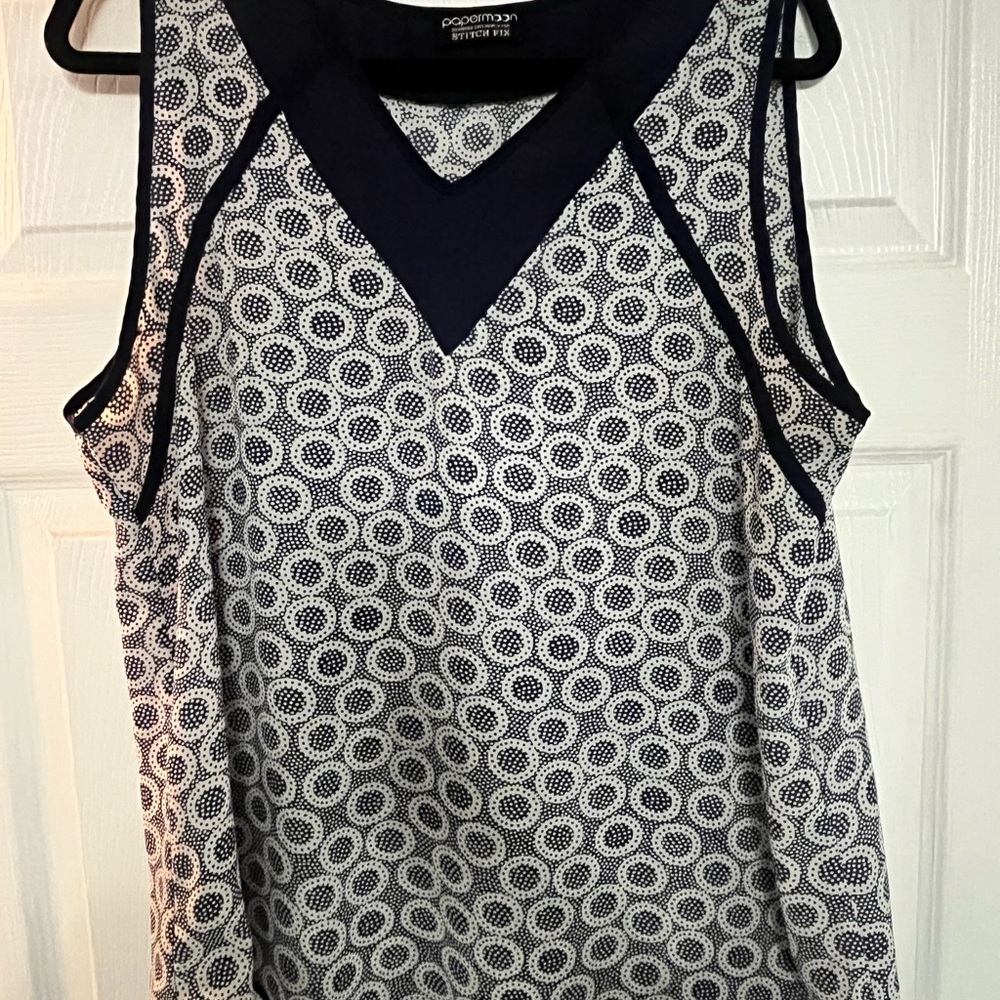 Papermoon Navy and White Tank Top